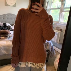 Sweater with cute lace on bottom